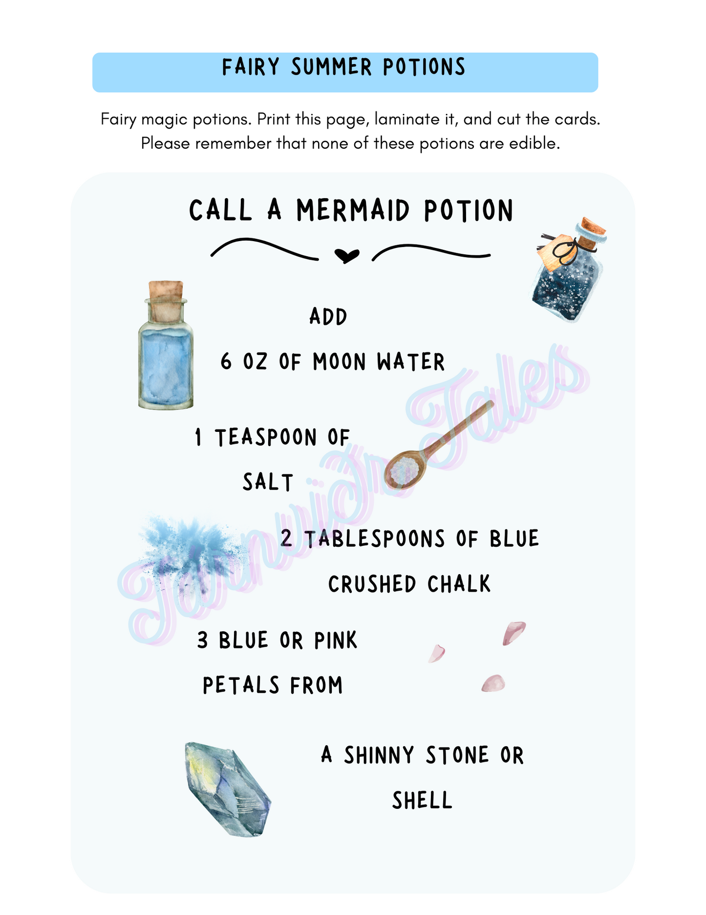 Fairy summer Potions - Printable