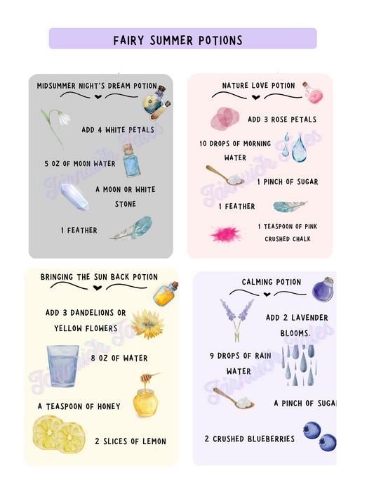 Fairy summer Potions - Printable